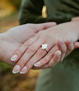 Renai Oval Three Stone Engagement Ring