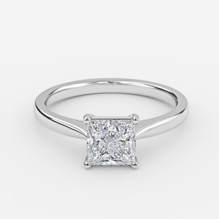 Lotus Plain Princess Solitaire Engagement Ring