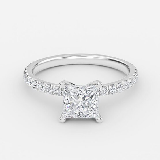1 carat princess-cut diamond ring with diamond band