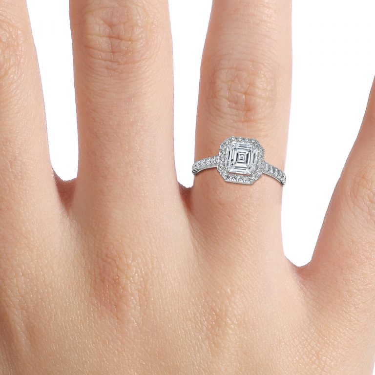 1 ct asscher diamond halo engagement rings
