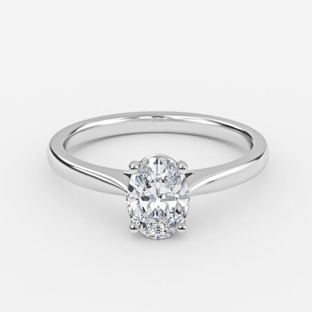 Lotus Plain Oval Solitaire Engagement Ring