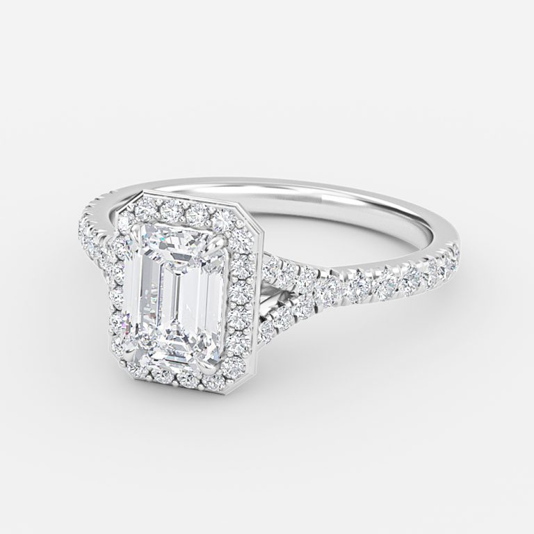 2 carat emerald cut diamond ring with halo