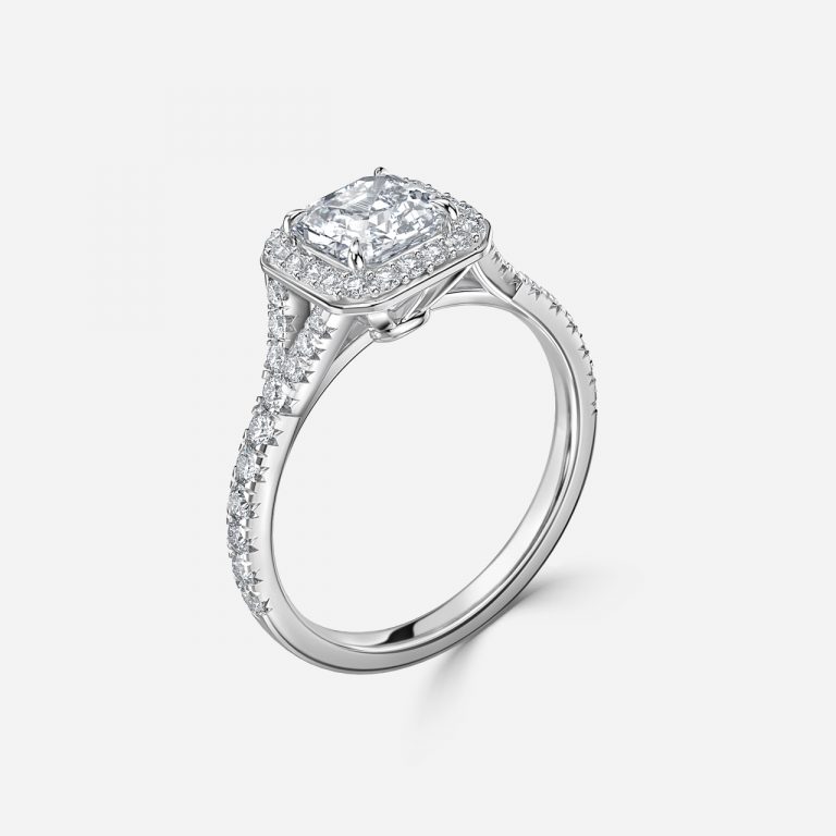 3 carat asscher halo engagement ring