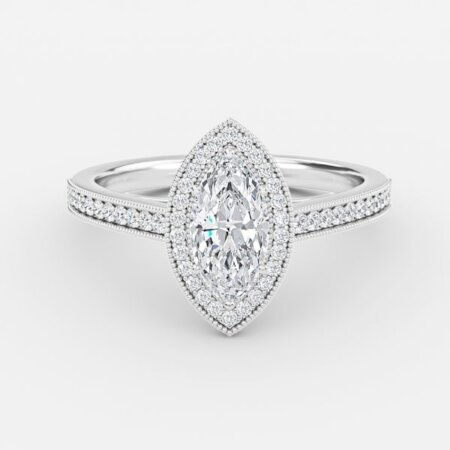 Elswin Marquise Halo Engagement Ring