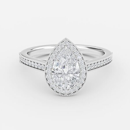 Elswin Pear Halo Engagement Ring
