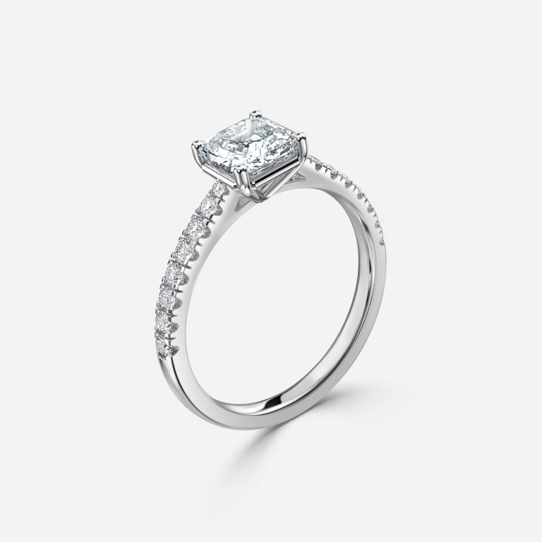 asscher diamond engagement ring diamond band