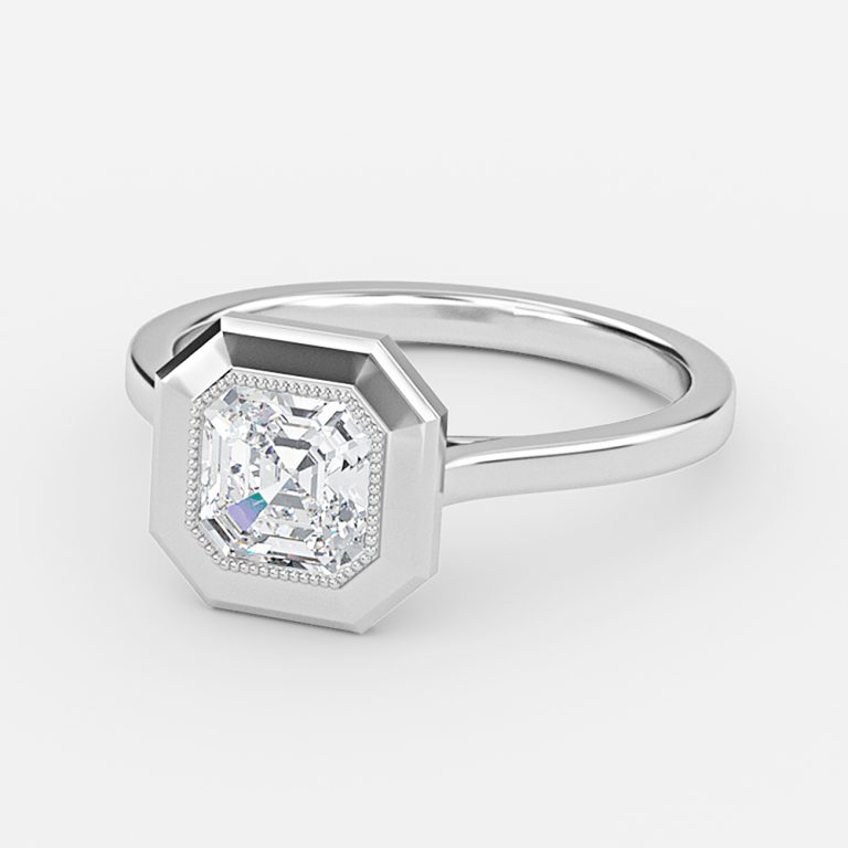 asscher shaped bezel engagement ring