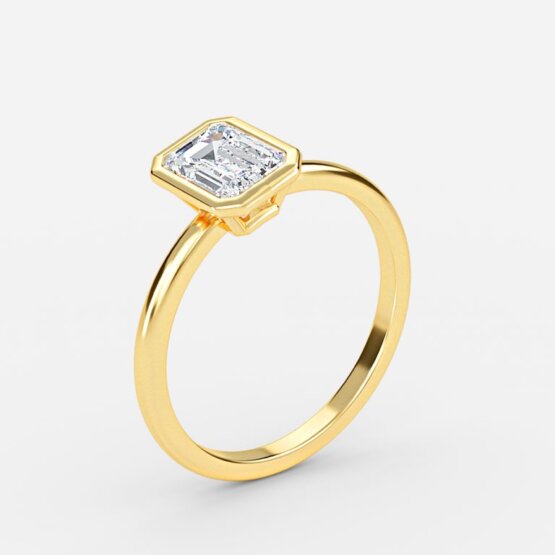 bezel emerald cut engagement ring