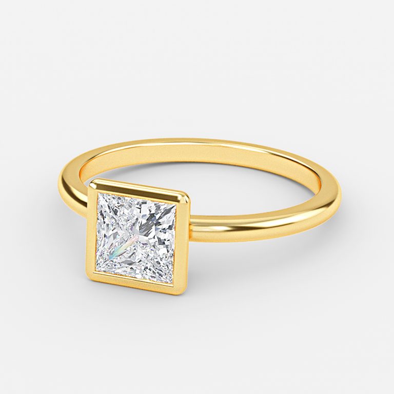 bezel set princess cut diamond rings