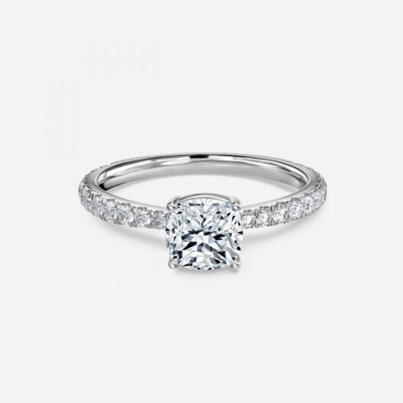 Crown Cushion Diamond Band Engagement Ring