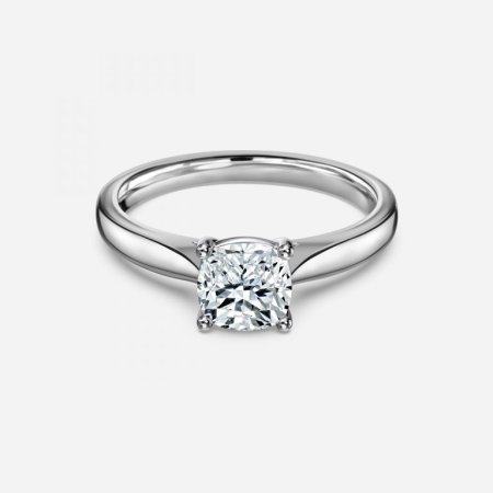 Lotus Plain Cushion Solitaire Engagement Ring