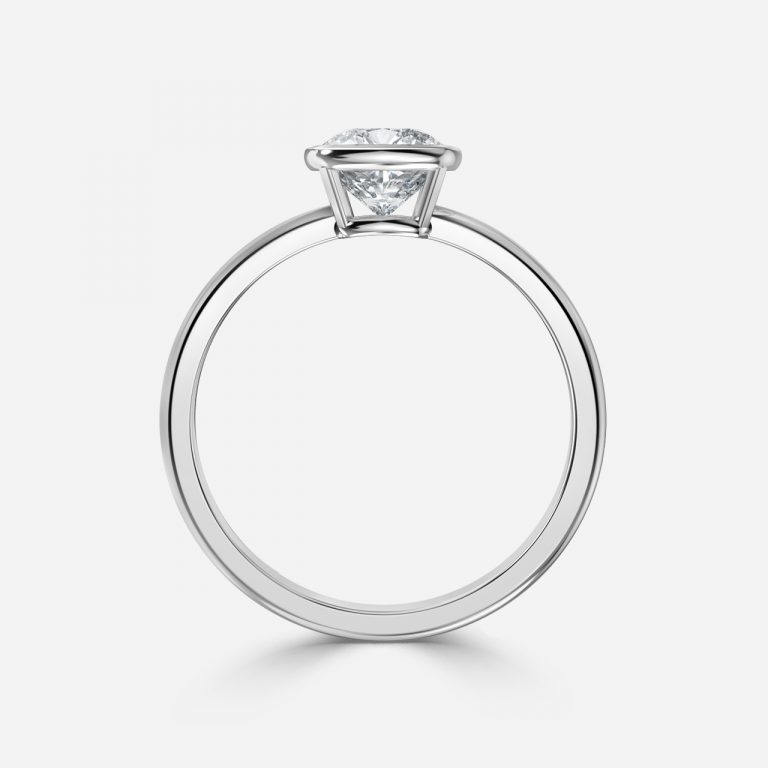 cushion diamond bezel set engagement ring