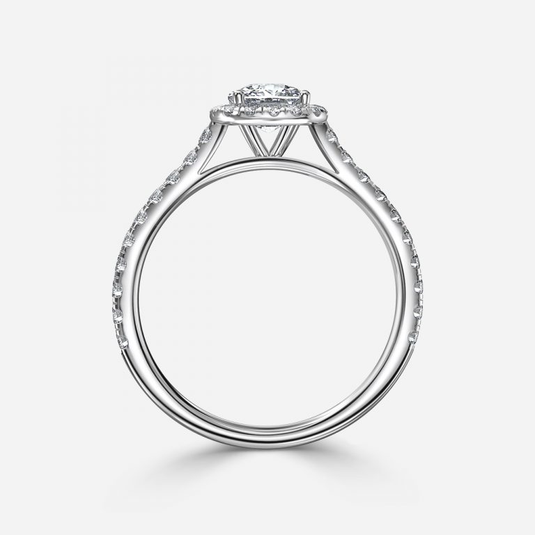 cushion halo round diamond engagement ring