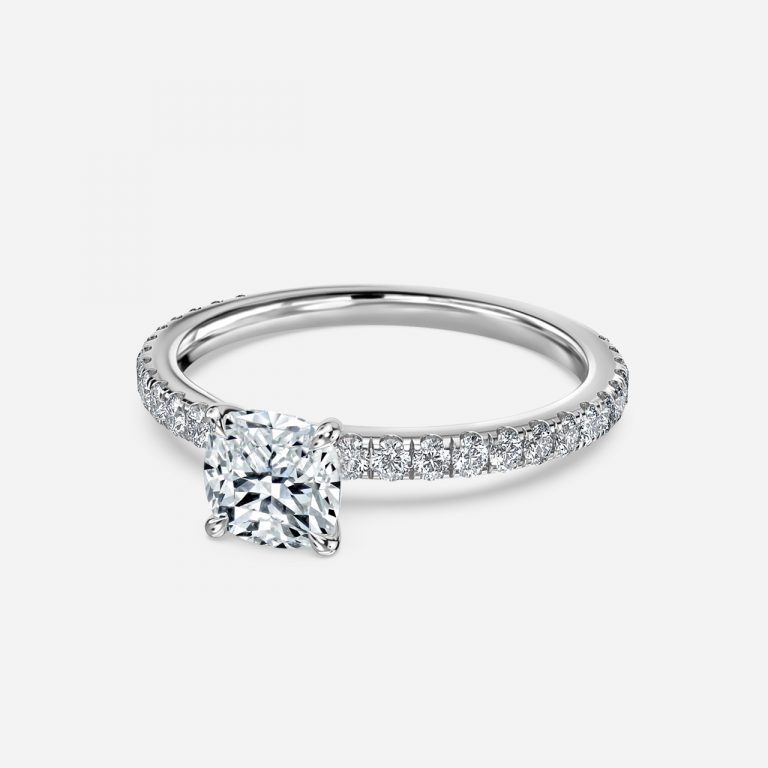 dainty diamond engagement ring cushion cut