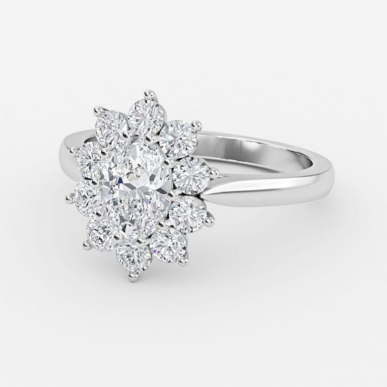 diamond cluster oval engagement ring