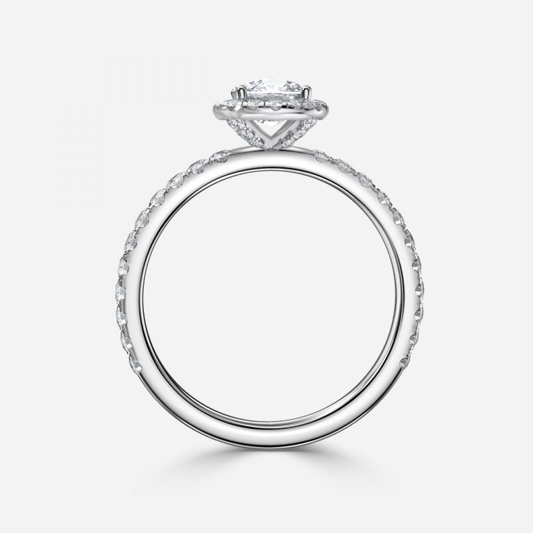 diamond cushion cut halo engagement rings
