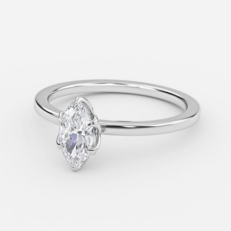diamond solitaire ring 13 carat marquise 14k white gold