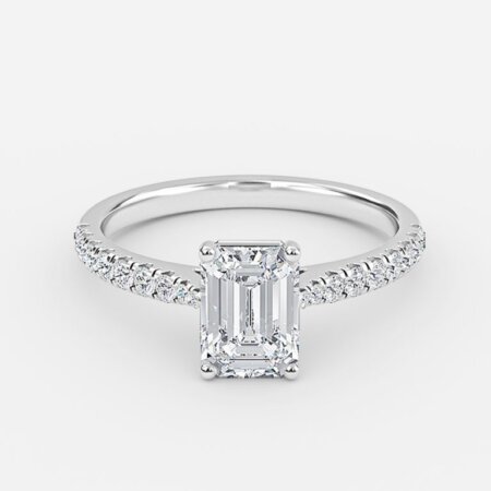 Aradia Emerald Diamond Band Engagement Ring
