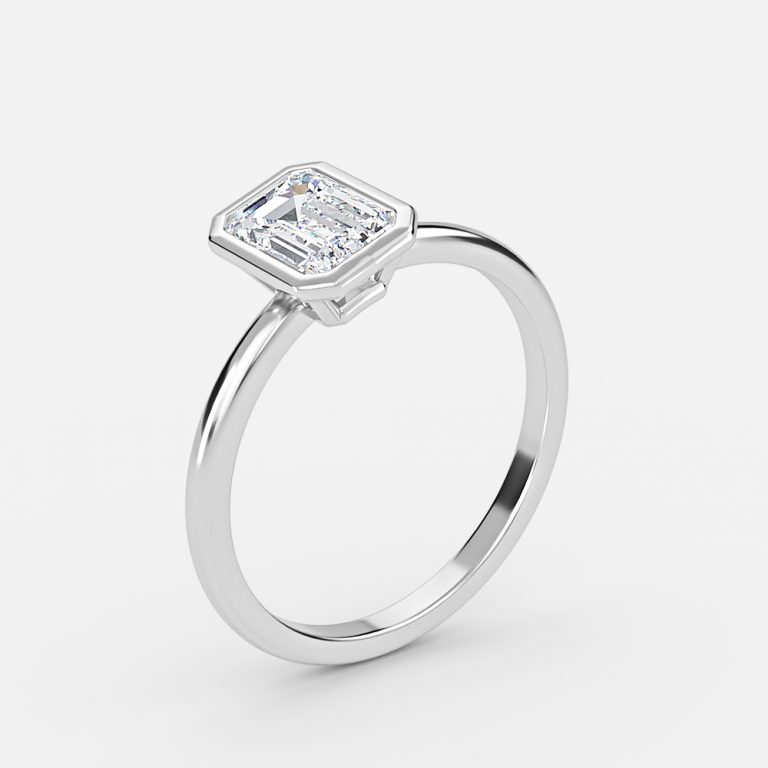 emerald cut bezel engagement ring