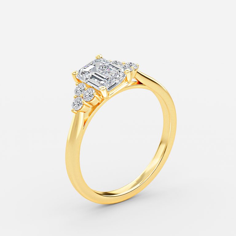 emerald cut cluster engagement rings yellow gold