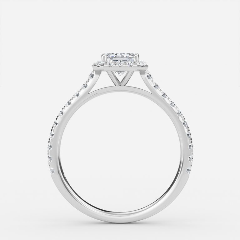 emerald cut diamond ring halo