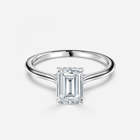 Valencia Emerald Hidden Halo Engagement Ring