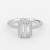 emerald cut halo diamond engagement rings
