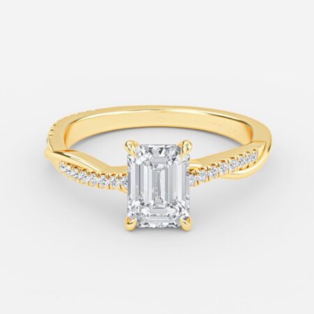 Nefereti Emerald Diamond Band Engagement Ring