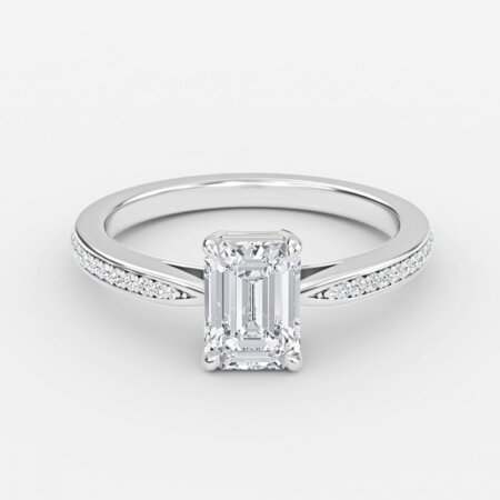 Fior Emerald Diamond Band Engagement Ring