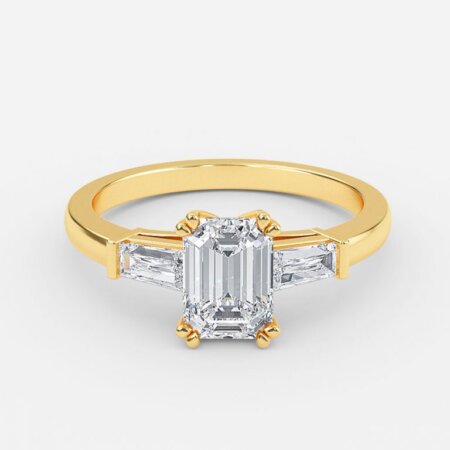 Miriam Emerald Three Stone Engagement Ring