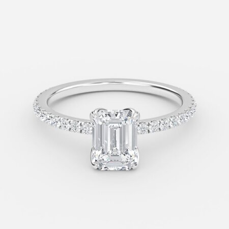 Moonlight Emerald Diamond Band Engagement Ring