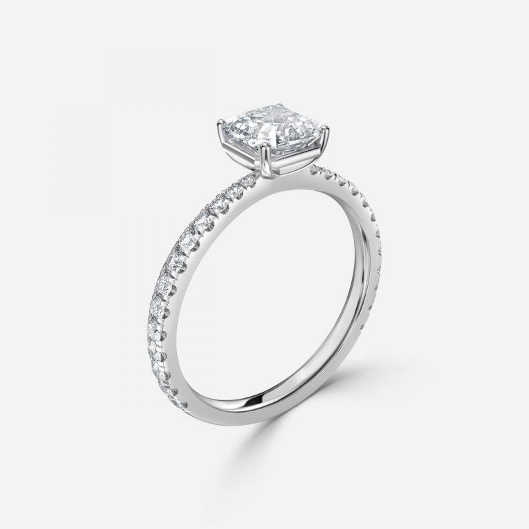 engagement ring gold band asscher diamond