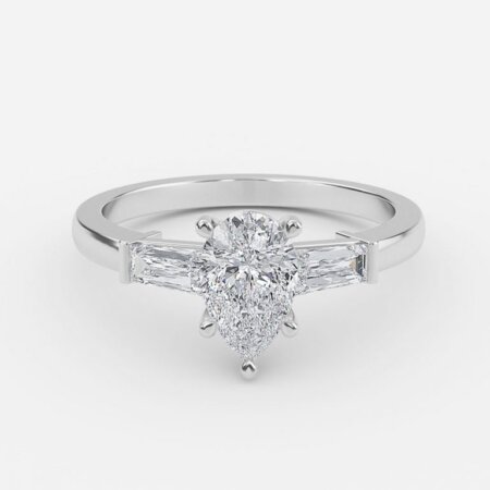 Lily Of The Valley Pear Three Stone Engagement Ring