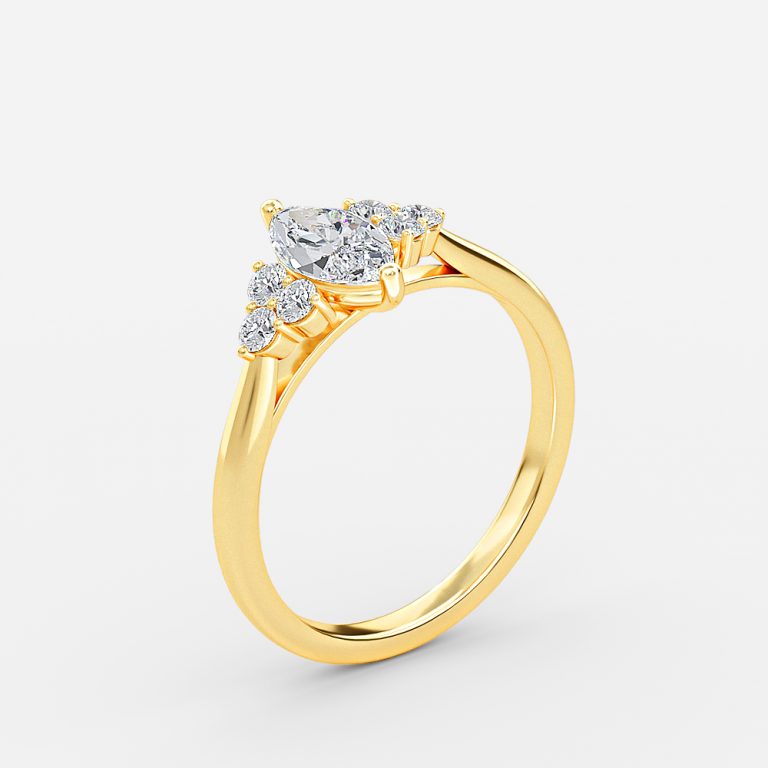 gold diamond cluster ring marquise