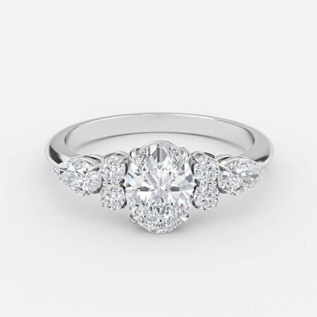 Avery Oval Three Stone Engagement Ring
