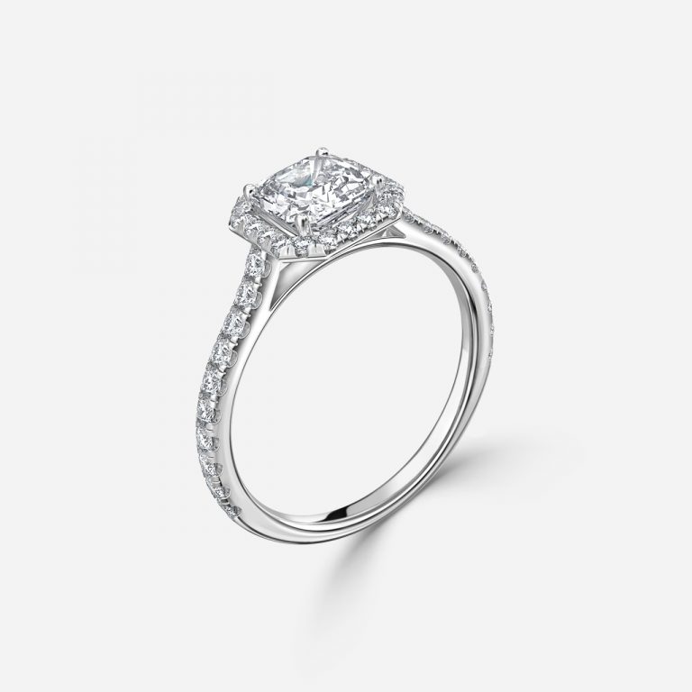halo asscher shaped engagement ring