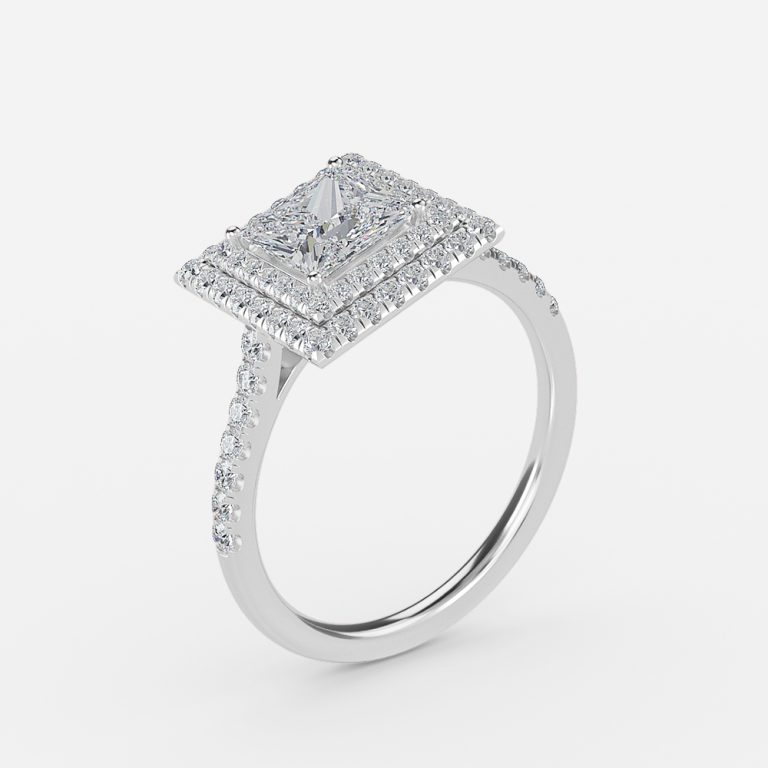 halo ring setting with princess cut diamond