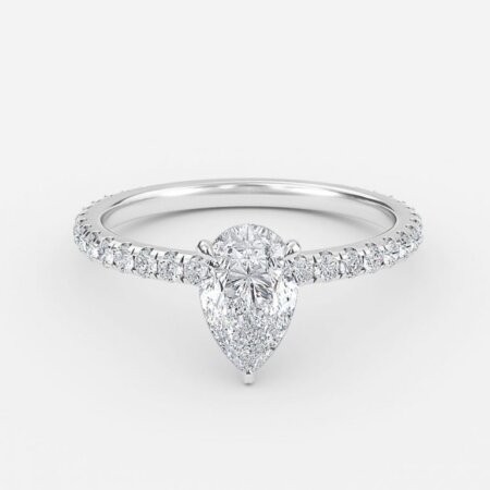 Ambrosia Pear Hidden Halo Engagement Ring