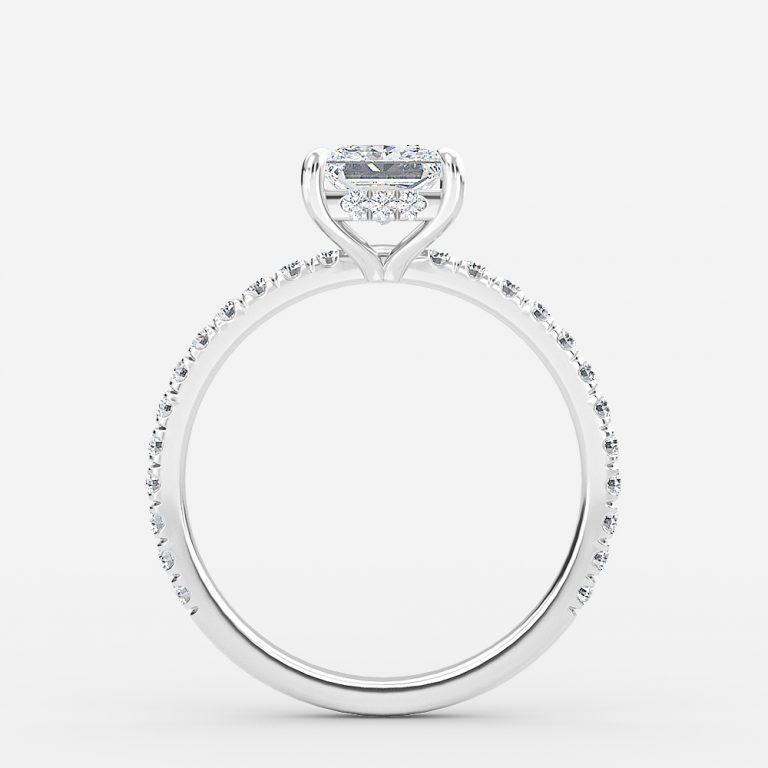 hidden halo princess cut engagement rings white gold