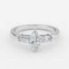 marquise diamond three stone engagement ring set