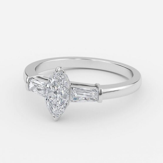 marquise shaped 3 stone engagement ring
