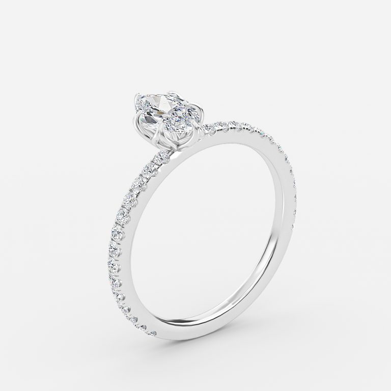 marquise solitaire gold engagement ring with diamond band