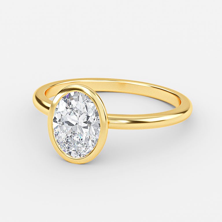 oval bezel set engagement ring