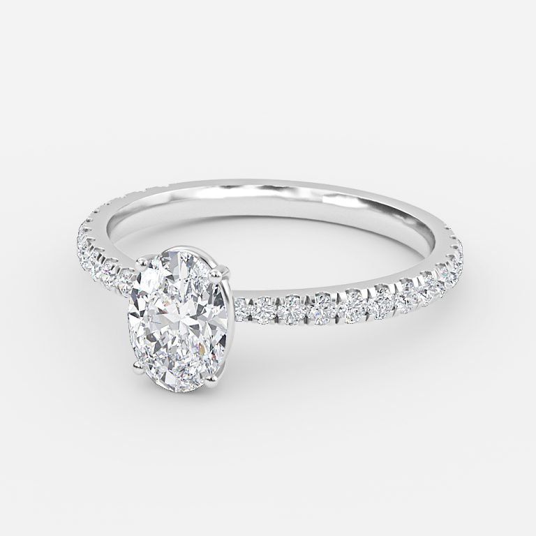 oval diamond two band ring