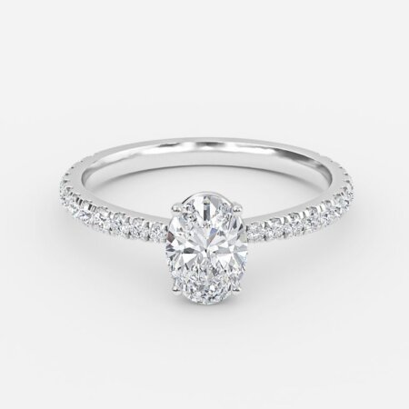 Crown Oval Diamond Band Engagement Ring