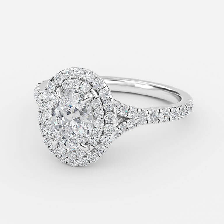 oval halo ring white gold