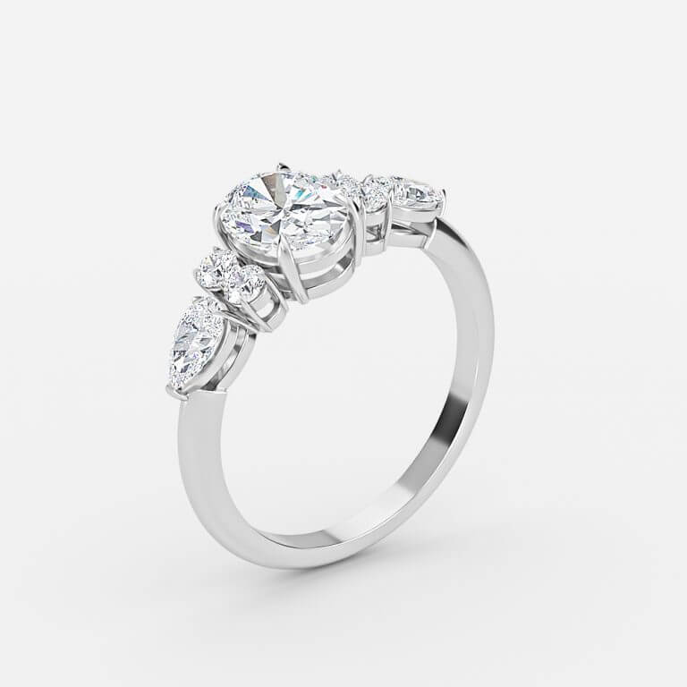 oval three stone diamond engagement rings