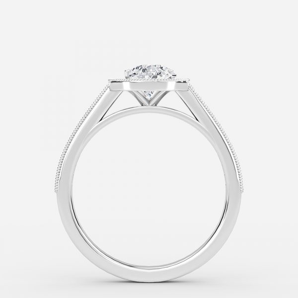 pear diamond halo rings