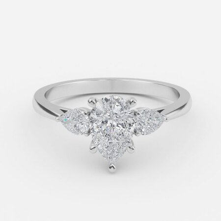 Nita Pear Three Stone Engagement Ring