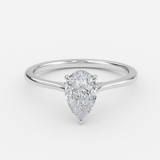pear hidden halo engagement rings